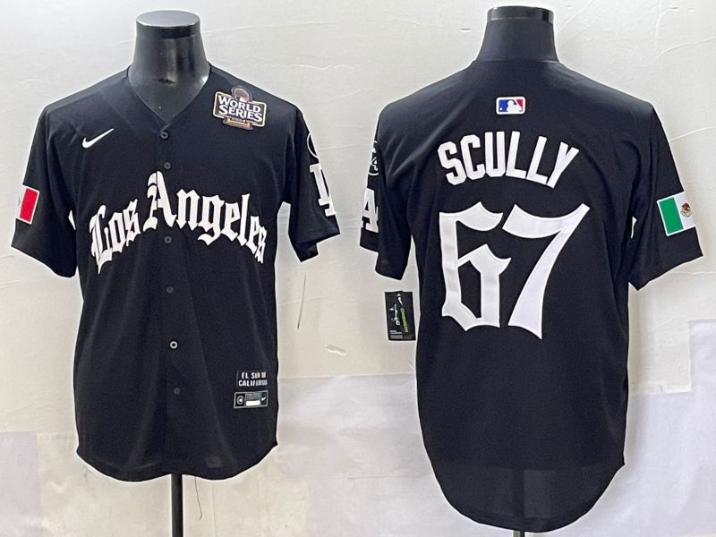 Men 2025 Los Angeles Dodgers #67 Scully Black Five generations Joint Name Nike MLB Jersey style 6->new york yankees->MLB Jersey